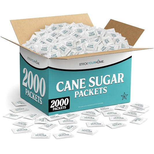 Bulk White Sugar Packets 2000 Count Individual Portion Packs for Hot Drinks Great for Restaurants Offices Schools and Home Use