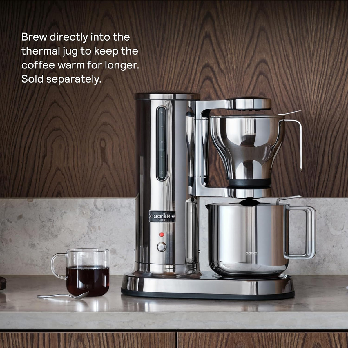 aarke Drip Coffee Maker with 42oz Glass Carafe, Stainless Steel | Electric Drip Brewer, Automatic Drip-stop, Brews Full Pot in Under 6 Minutes, SCA Certified