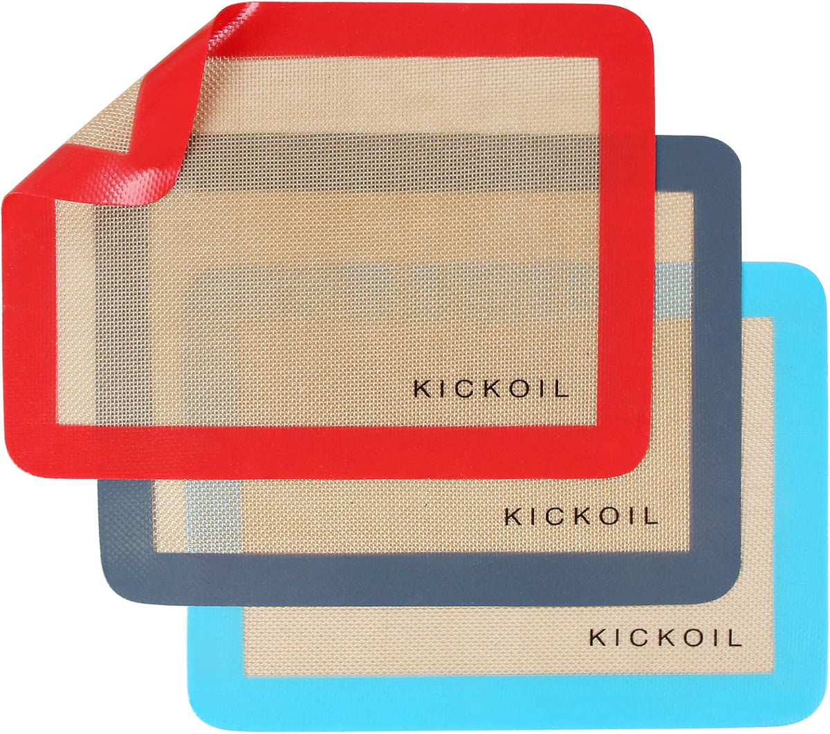 Silicone Baking Mats Set of 3, Non-Stick Reusable BPA-Free Oven Liners | Non Slip Silicone Baking Sheet for Cookies, Macarons, Bread and Pastry, Dishwasher Safe, 11.6'' x 8.5''(Quarter)