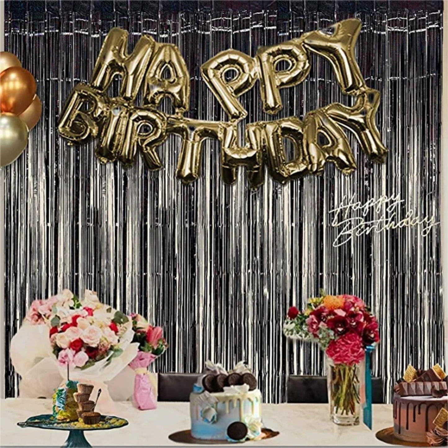 BRAVESHINE Foil Fringe Curtains | Tinsel Curtain Streamers Backdrop | 2 PCS