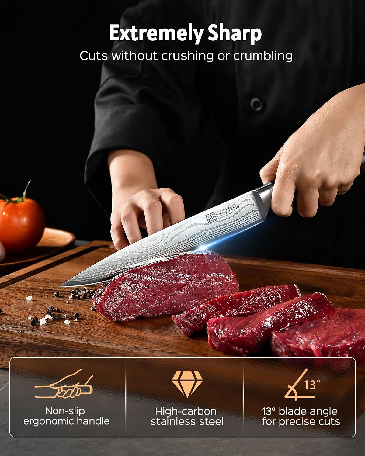 PAUDIN Carving Knife 8 inch, Ultra Sharp Brisket Slicing Knives