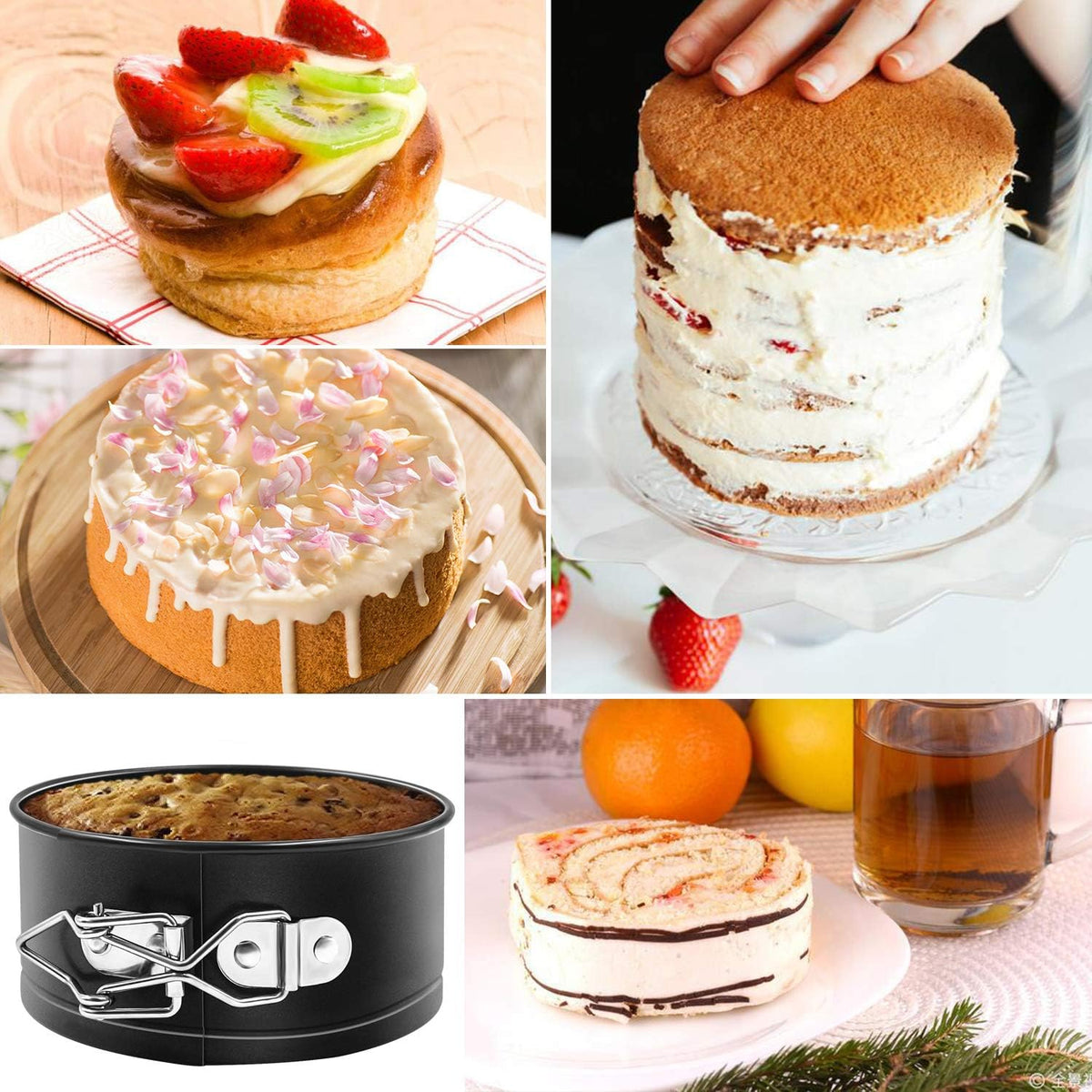 MASSUGAR 4 Inch Springform Pan 4 Pack Mini Cake Pan Cheesecake Pan