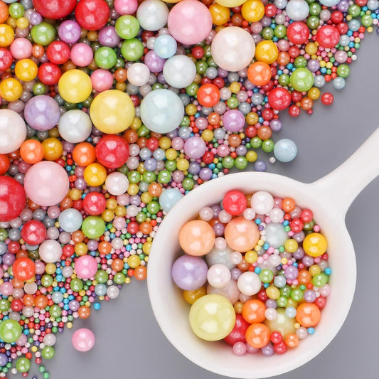 Rainbow Sprinkles Edible Cake Decorations, 6 Sizes Mix Colorful Pearl Sugar Sprinkles for Cupcake Cookies Ice Cream Donuts