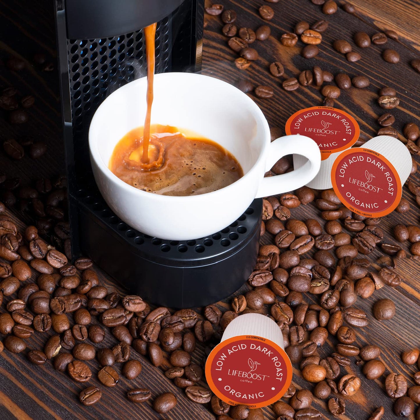 Lifeboost Dark Roast Low Acid Coffee K Cups - Single Origin Mold Free Non-GMO Organic Coffee Pods - Compatible with Keurig &amp; Keurig 2 Machines - 10 Count