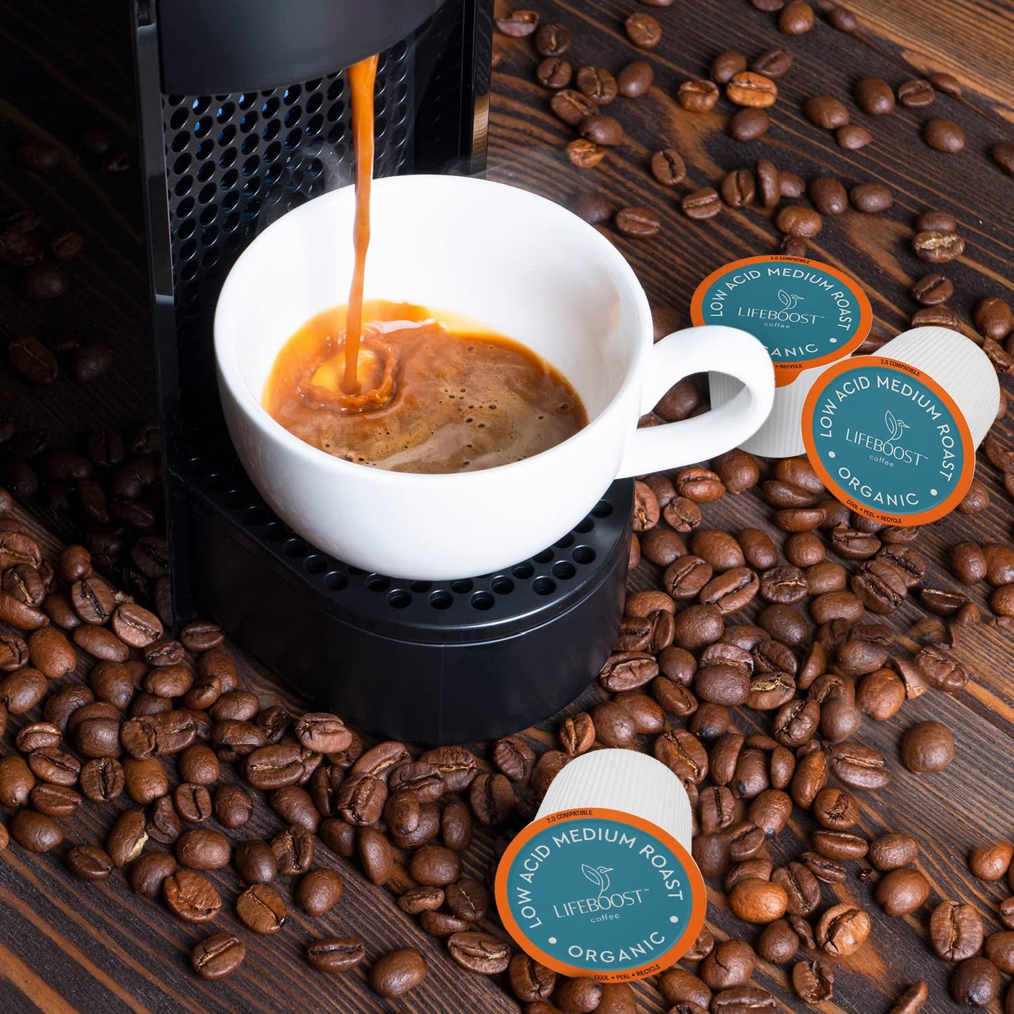 Lifeboost Medium Roast Low Acid Coffee K Cups - Single Origin Mold Free Non-GMO Organic Coffee Pods - Compatible with Keurig &amp; Keurig 2 Machines - 10 Count