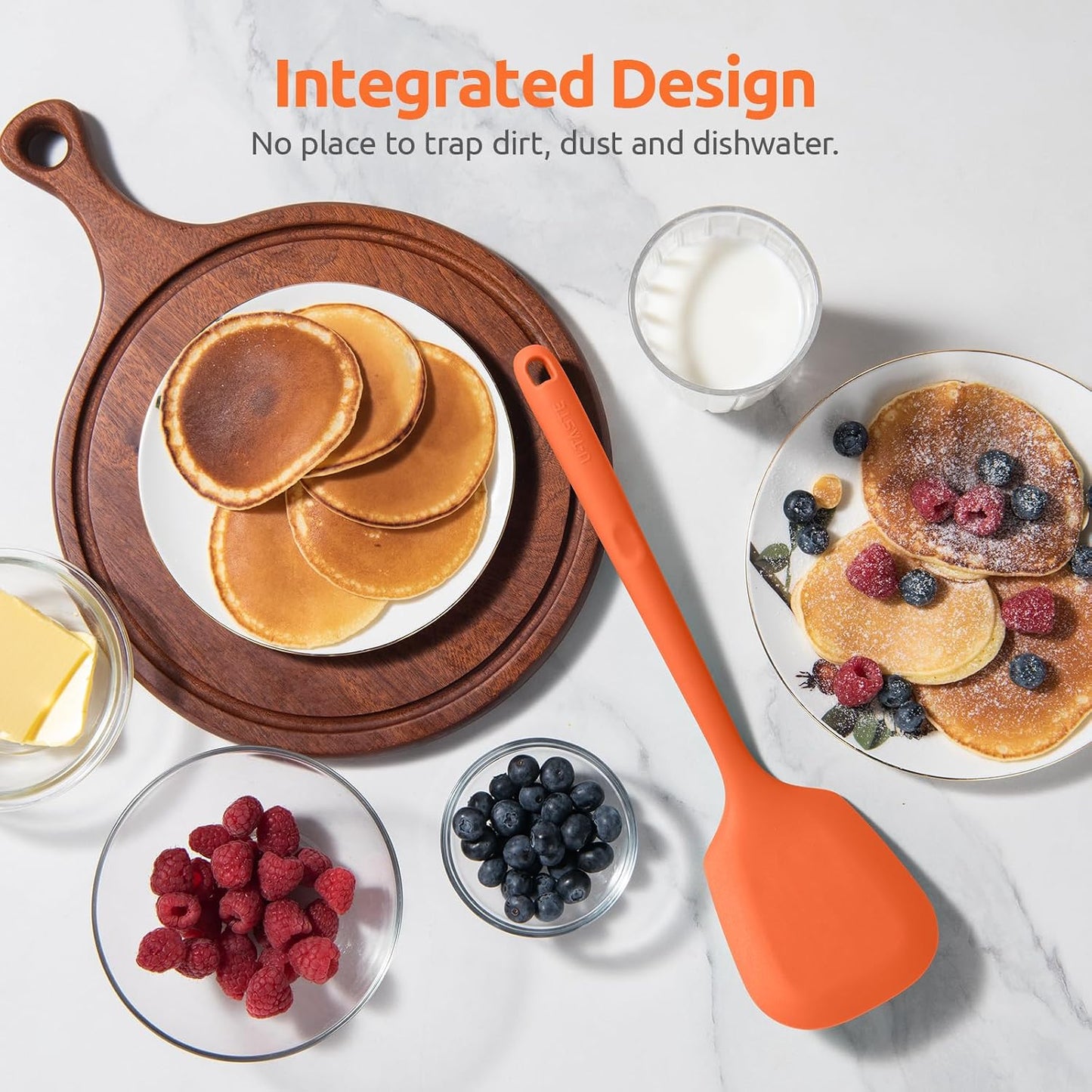 U-Taste Silicone Turner Cooking Spatula, 13.6" Long/3.7" Wide, Orange | 600ºF Heat Resistant Food Grade Silicone Kitchen Utensils, Flexible Egg Flipper &amp; Pancake Spatula Turner for Non Stick Pans