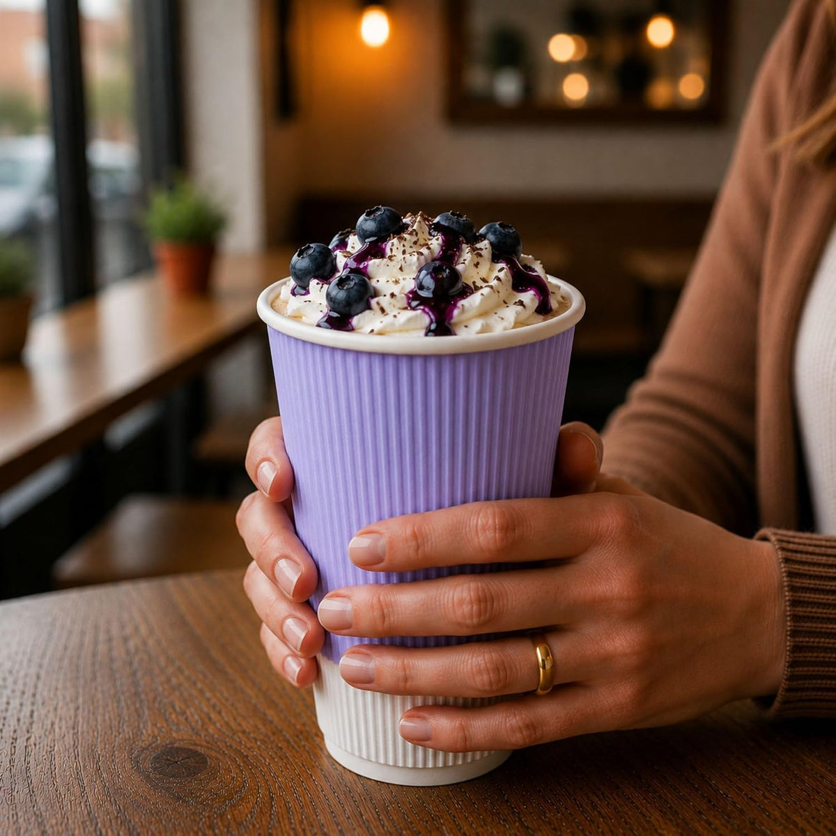 Restaurantware 16 oz Purple Paper Light Coffee Cup, 25 Pack
