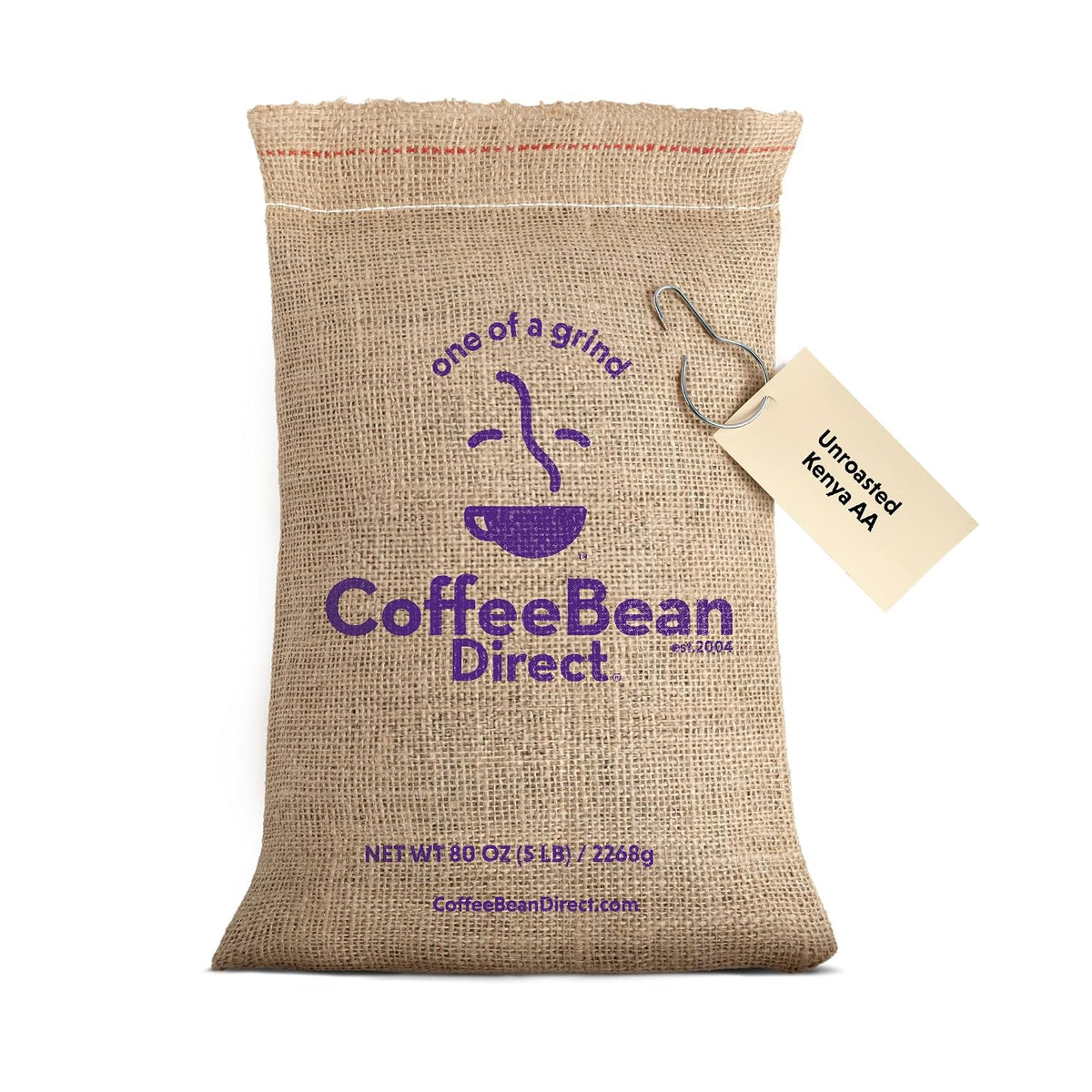 Coffee Bean Direct Unroasted Kenya AA, 5lb Bag | Raw Arabica Coffee Beans for Home Roasting