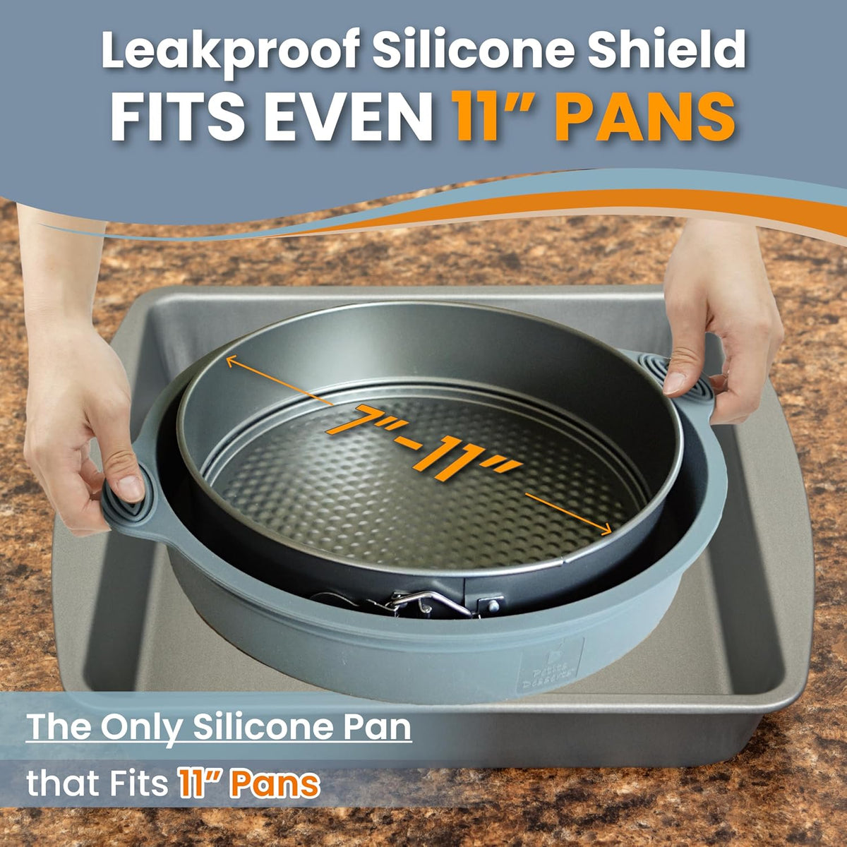 Cheese Cake Pans for Baking, NON-STICK Springform Pan Set &amp; SILICONE SLEEVE | 6, 8, 10 in, NO LEAKS IN WATER BATH - Sturdy Silicon Protector for FOIL-FREE Cheesecake Baking, Durable Carbon Steel 0.4 mm