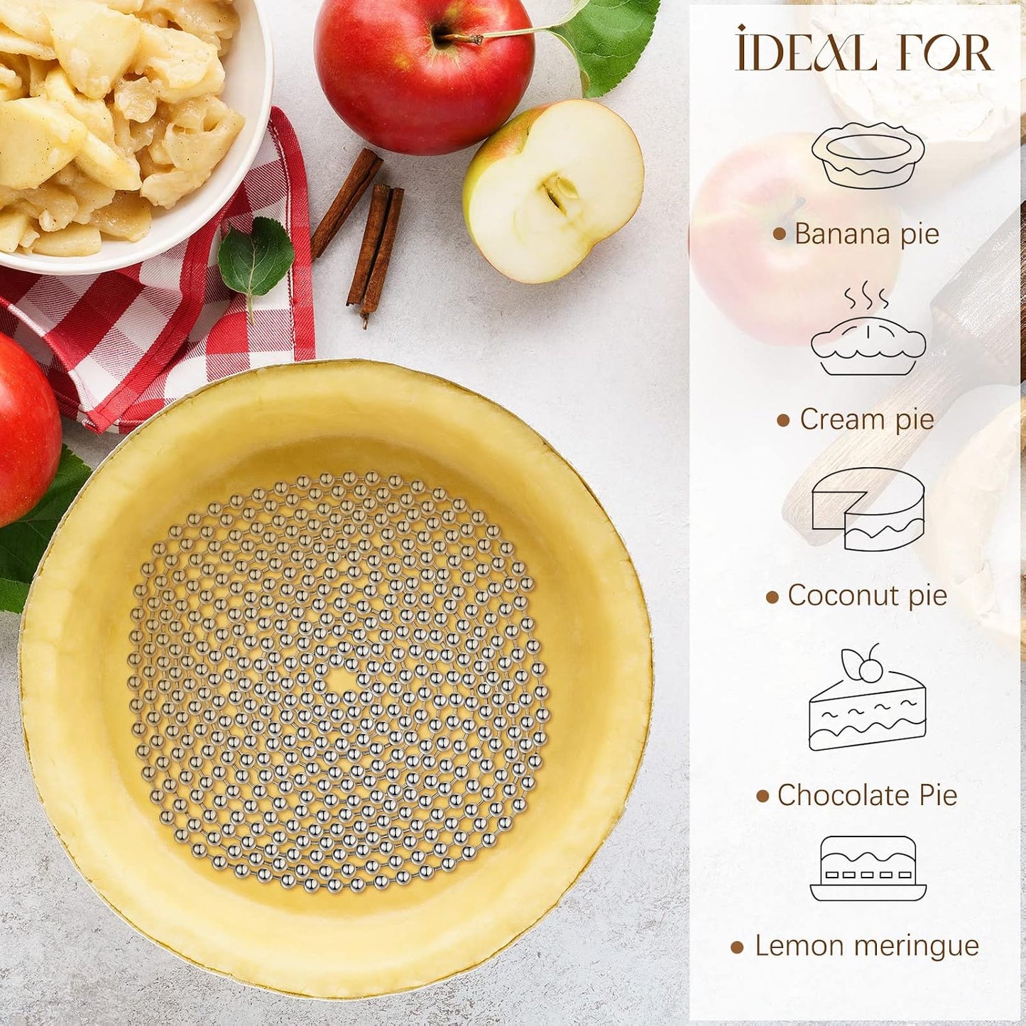 Ferraycle 2 Pcs Pie Weights Baking Beads Stainless Steel Chain,6 Ft, 10 Ft | Blind Baking Pie Weights Bead Chain, Stainless Steel Links, Pastry Crust Edge Protectors, Reusable Oven-safe Kitchen