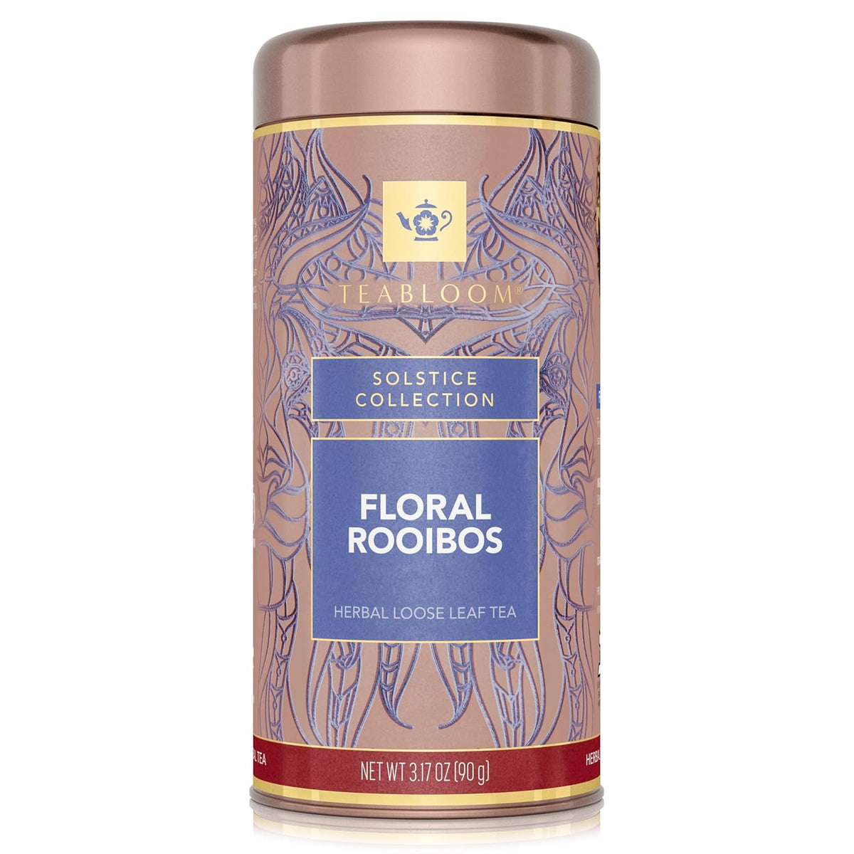 Teabloom Herbal Tea, Floral Rooibos Loose Leaf Tea, Rooibos Blend with Floral Flavors and Scent, Kosher Certified, 3.17 oz/90 g Canister Makes 35-50 Cups
