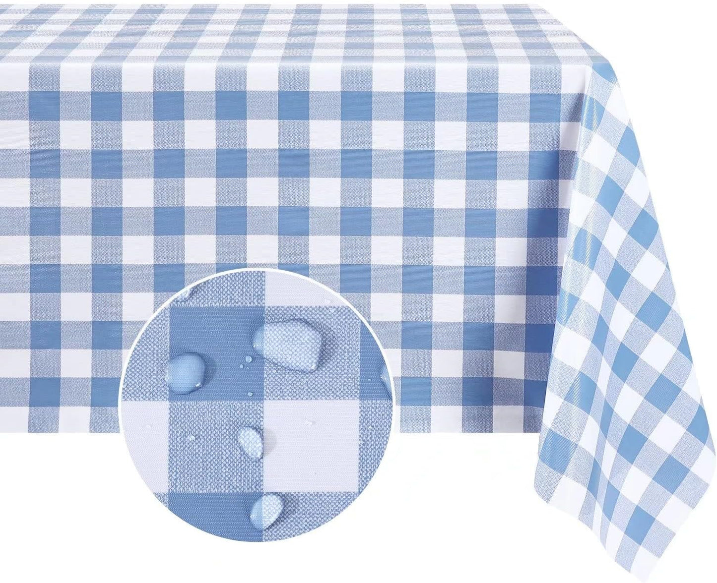 Romanstile Rectangle Vinyl Tablecloth, 100% Waterproof Buffalo Gingham Plastic Table Cloth, Heavy Duty Wipeable Checkere
