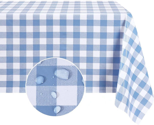 Romanstile Rectangle Vinyl Tablecloth, 100% Waterproof Buffalo Gingham Plastic Table Cloth, Heavy Duty Wipeable Checkere