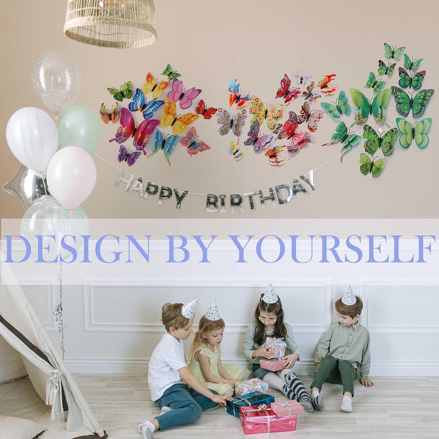 OPSEAM 3D Butterfly Wall Decor Butterfly Decorations Stickers with Magnets | 24 PCS Circl,12 Styles Double Layer Butterfly for Classroom Decoration,Locker Refrigerator, Reusable,Waterproof