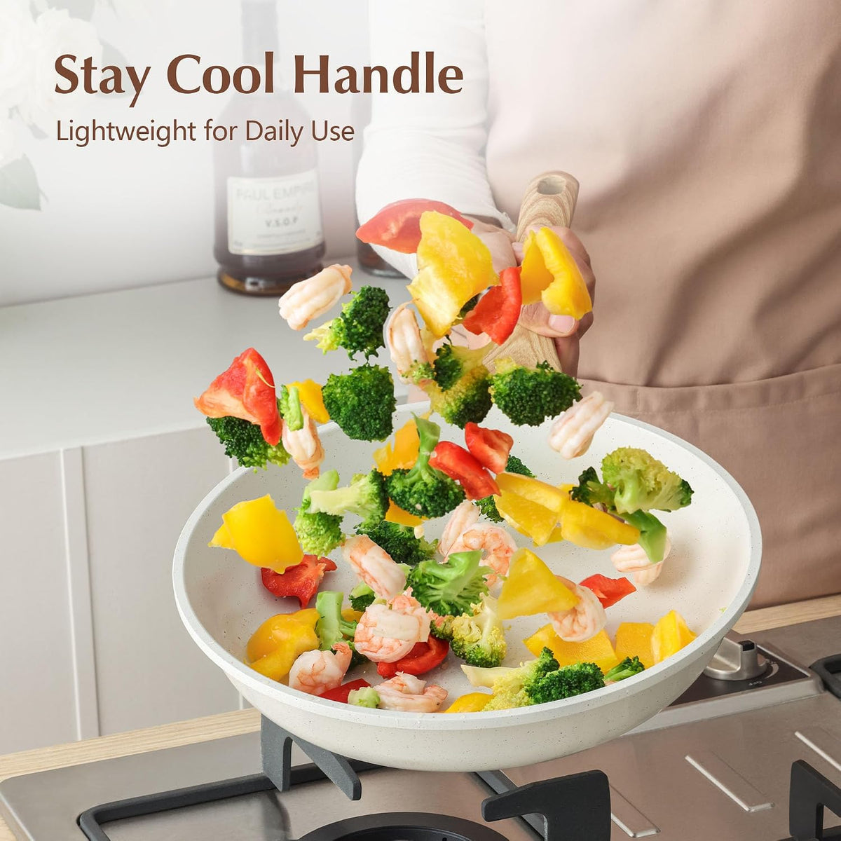 SENSARTE Nonstick Ceramic Frying Pan Skillet with Lid, 11 Inch Omelet Pan, Healthy Non Toxic Chefs Pan, Induction Compatible Egg Pan with Heat Resistant Handle, Free of Intentionally Added PFAS/PTFE