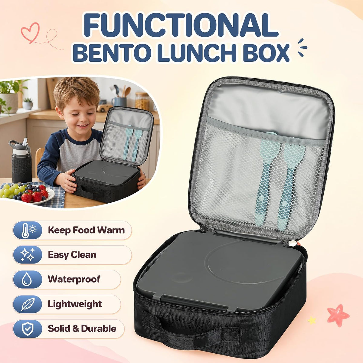 Itslife Bento Lunch Box for Kids with 8oz Soup Thermo&Lunch Bag