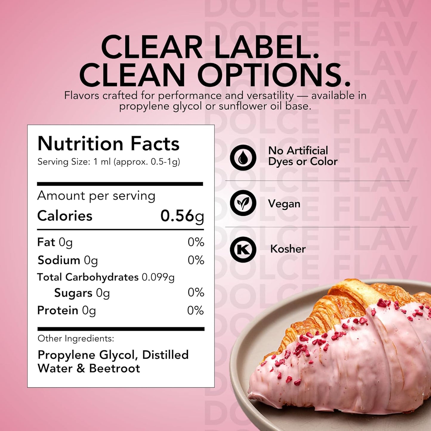 Dolce Flav Natural Pink Food Coloring – 2 oz Plant-Based Color from Beetroot with Graduated Dropper, Water-Soluble Liquid Dye for Baking