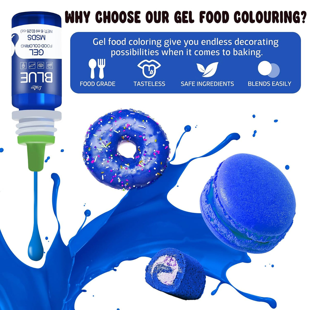 Gel Food Coloring - 22 Vivid Colors Gel Food Coloring Set for Baking, Cake Decorating, Cookie, Fondant, Macaron - Tasteless Concentrated Edible Food Color Dye for Icing, Drinks, Crafts - 6ml Bottles