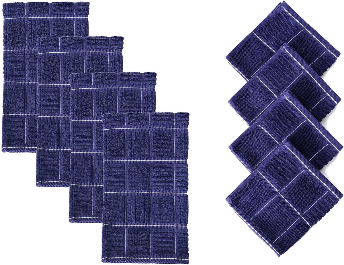 Glynniss Kitchen Towels and Dishcloths Set, Four Kitchen Dish Towels 16x26 Inches, Four Absorbent Dish Cloths for Washing Dishes 12x12 Inches, Cleaning and Drying for Everyday Use Pack of 8 (Rust)
