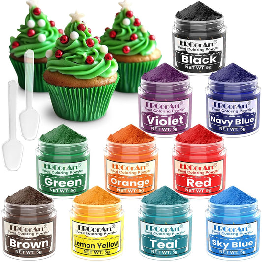 Food Coloring Powder - ERCorArt 10 Vivid Colors Powder Food Dye, Highly Concentrated Flavorless Food Coloring for Baking,