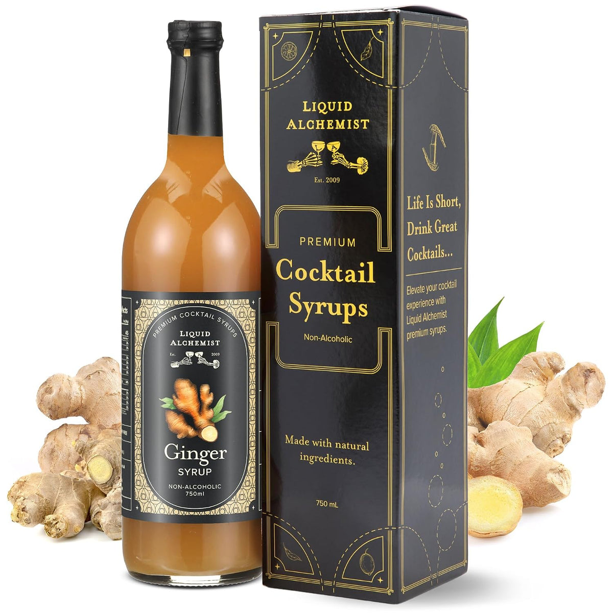 Liquid Alchemist Ginger Syrup for Cocktails | Real Ingredients Make our Liquid Ginger Puree for Cocktails the Perfect Moscow Mule Syrup | Small Batch, Non-GMO &amp; Vegan | 25.4 oz Drink Mixer, Pack of 1