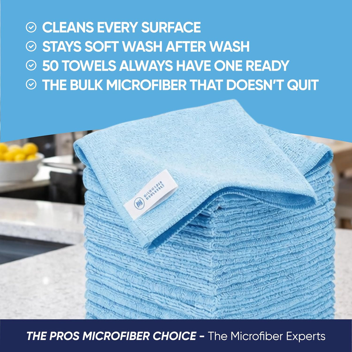 Microfiber Wholesale Bulk Black Microfiber Towels 12" x 12" Case of 400 – High-Density All-Purpose Cleaning Cloths for Car Washes, Auto Shops &amp; Professional Cleaning – No Fraying Reusable Long-Lasting