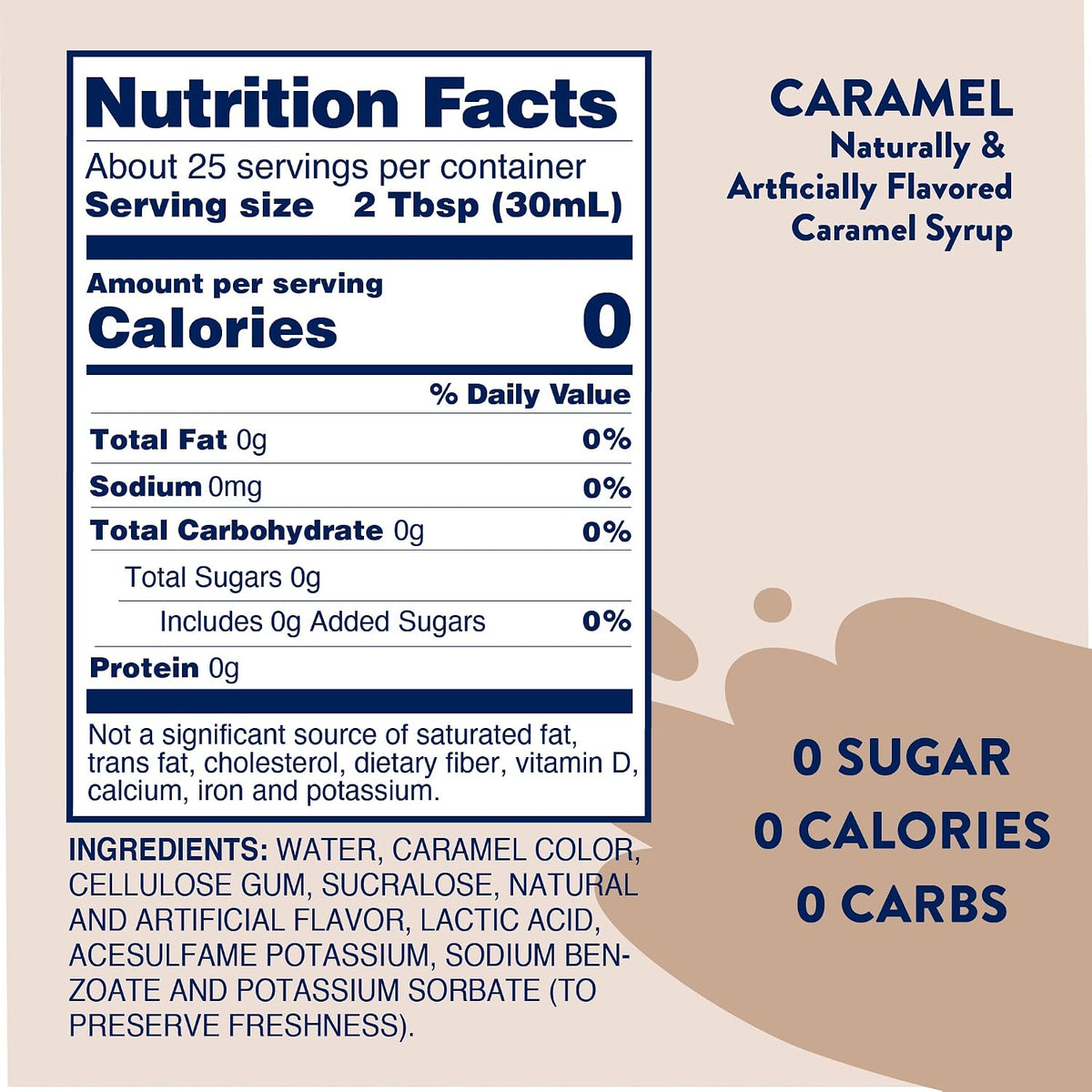 Jordan’s Skinny Mixes Sugar Free Coffee Syrup, Salted Caramel Coffee Flavoring Syrup, Zero Calorie Drink Mix, Lattes, Baking, Protein Shake or Cocktail, Dairy &amp; Gluten Free, Kosher, 25.4 Fl Oz, 2 Pack