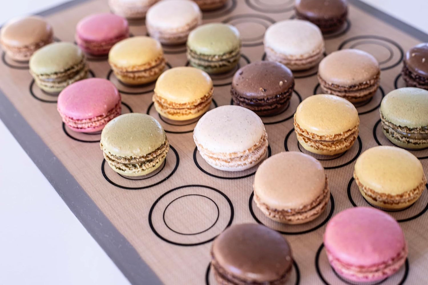 Macaron Baking Mat Silicone Non Stick, Half Sheet Reusable Pack of 4 Gray | Non-Stick Macaron Mat for Easy Baking, Heat Resistant &amp; Dishwasher Safe, Reusable &amp; Eco-Friendly, For Cookies &amp; More (11x16”)