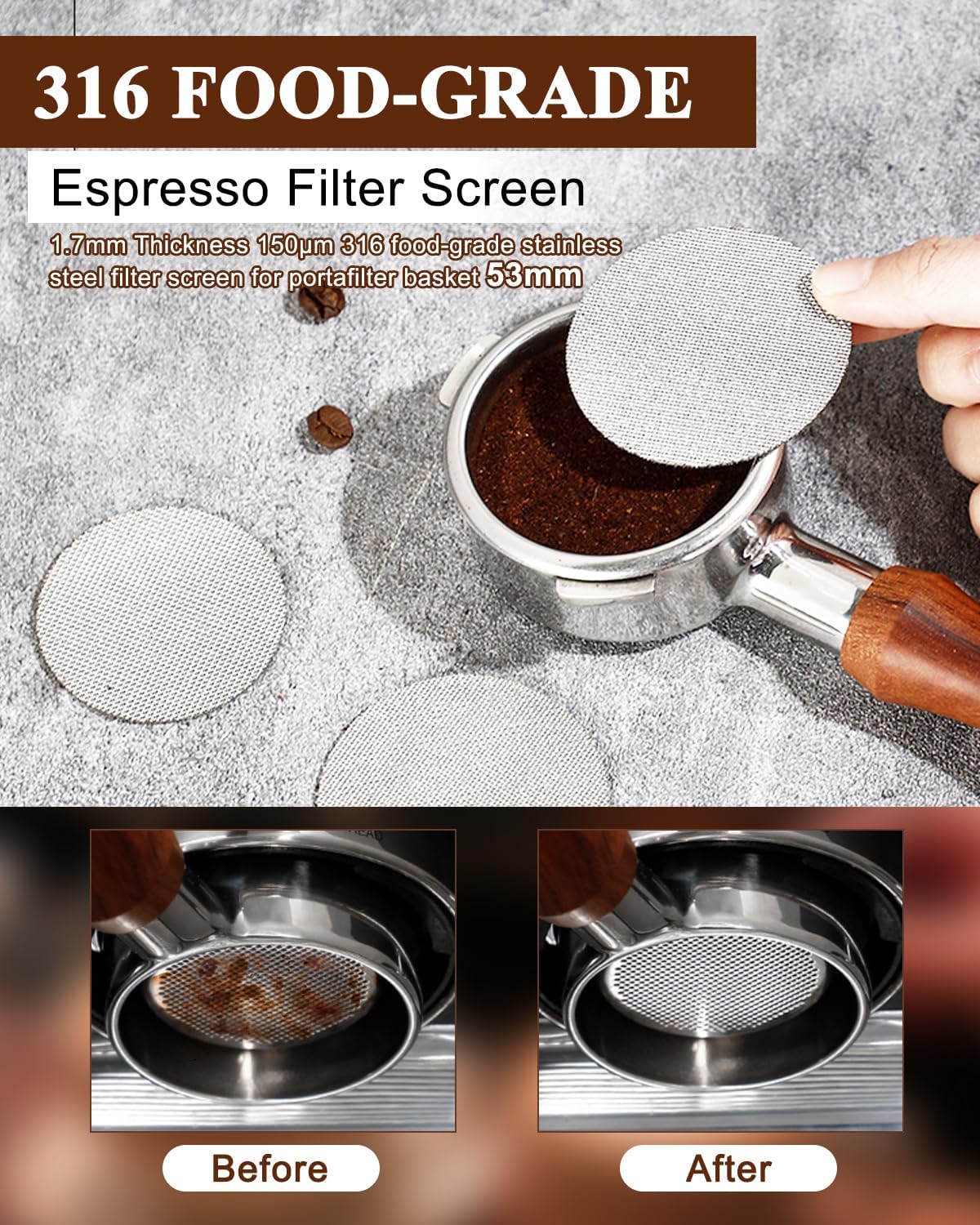Espresso Accessories Set, 53mm Espresso Tampera &amp; Dosing Funnel
