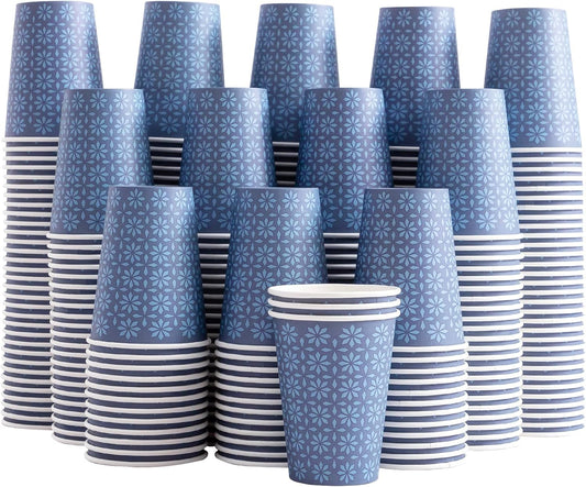 240 Pack 10 oz Disposable Paper Coffee Cups, Hot/Cold Beverage Drinking Cups 10 OZ, Navy Floral Paper Hot Coffee Cups for