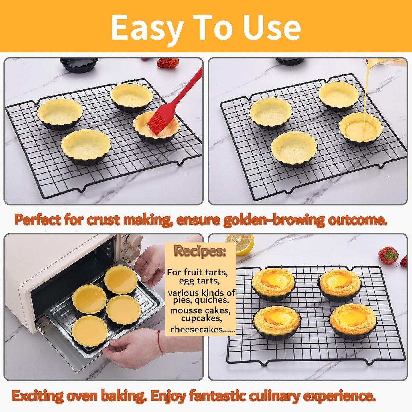 DATANYA Mini Tart Pans Removable Bottom 3 Inch, Carbon Steel Nonstick Quiche Pan Pie Tart Tin Mold, 0.8inches High for Baking Tartlets, Pies, Cakes, Cupcakes - Premium Champagne Gold 12PCS