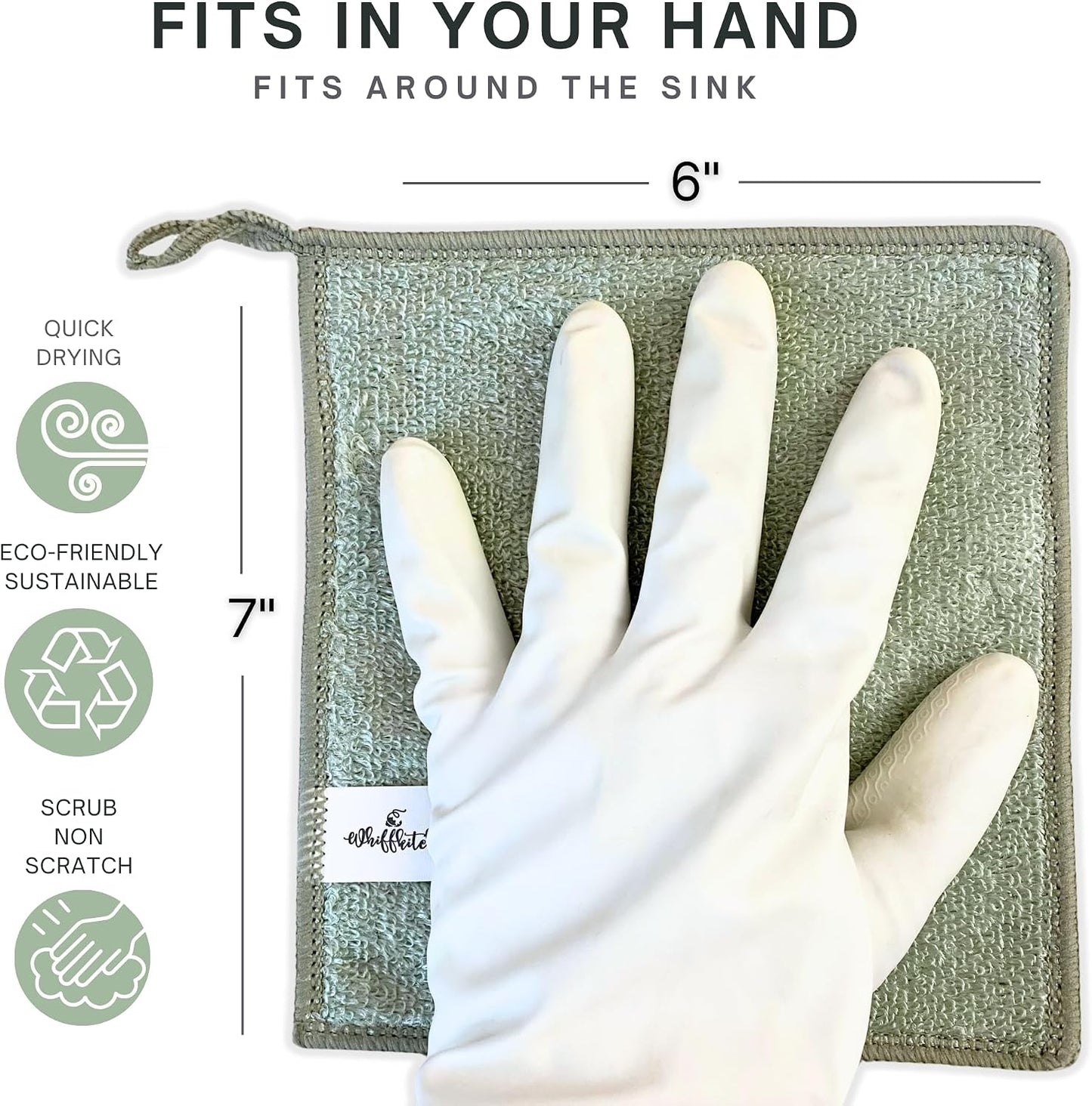 Dishcloths Kitchen Dishrag Cleaning Scrub Reusable 6pk 6x7in | Bamboo-Rayon, Absorbent, Scrub-Non-Scratch, Washable, Durable, Fast-Drying, Multi-Surface, Hand-Sized, Household Cleaning
