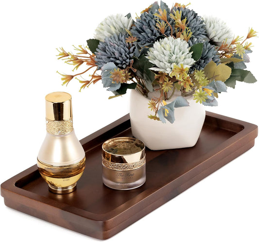 Bathroom Vanity Tray 11.8x5.9in of Acacia Wood - Elegant Organizer for Cosmetics, Jewelry, Perfume, Candle, Key - Premium