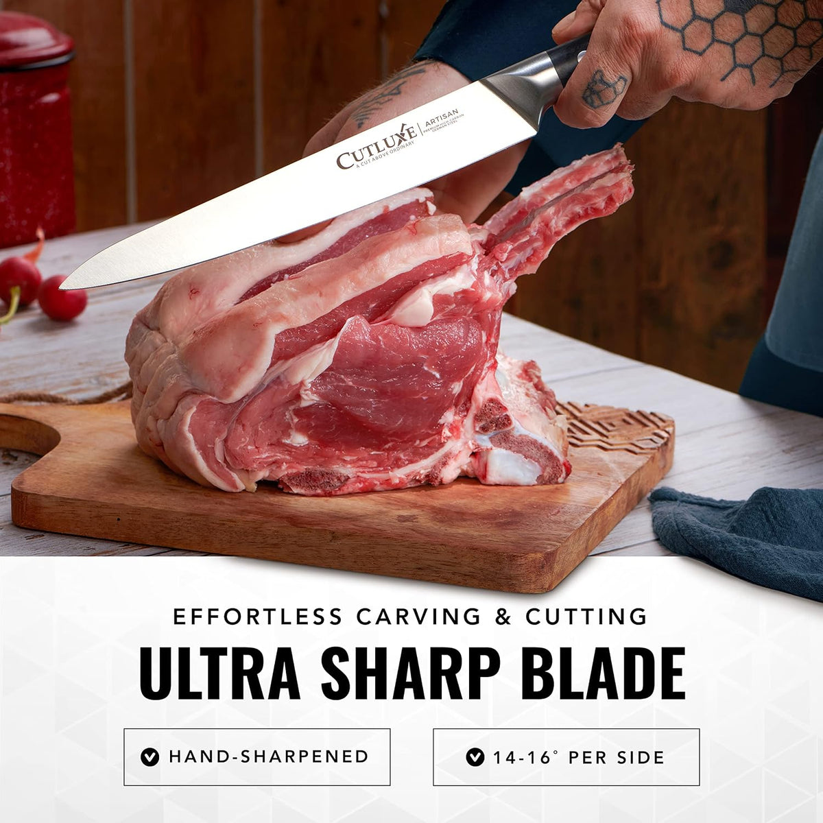 Cutluxe Turkey Carving Knife Set – Carving Fork &amp; Knife for Meat &amp; BBQ
