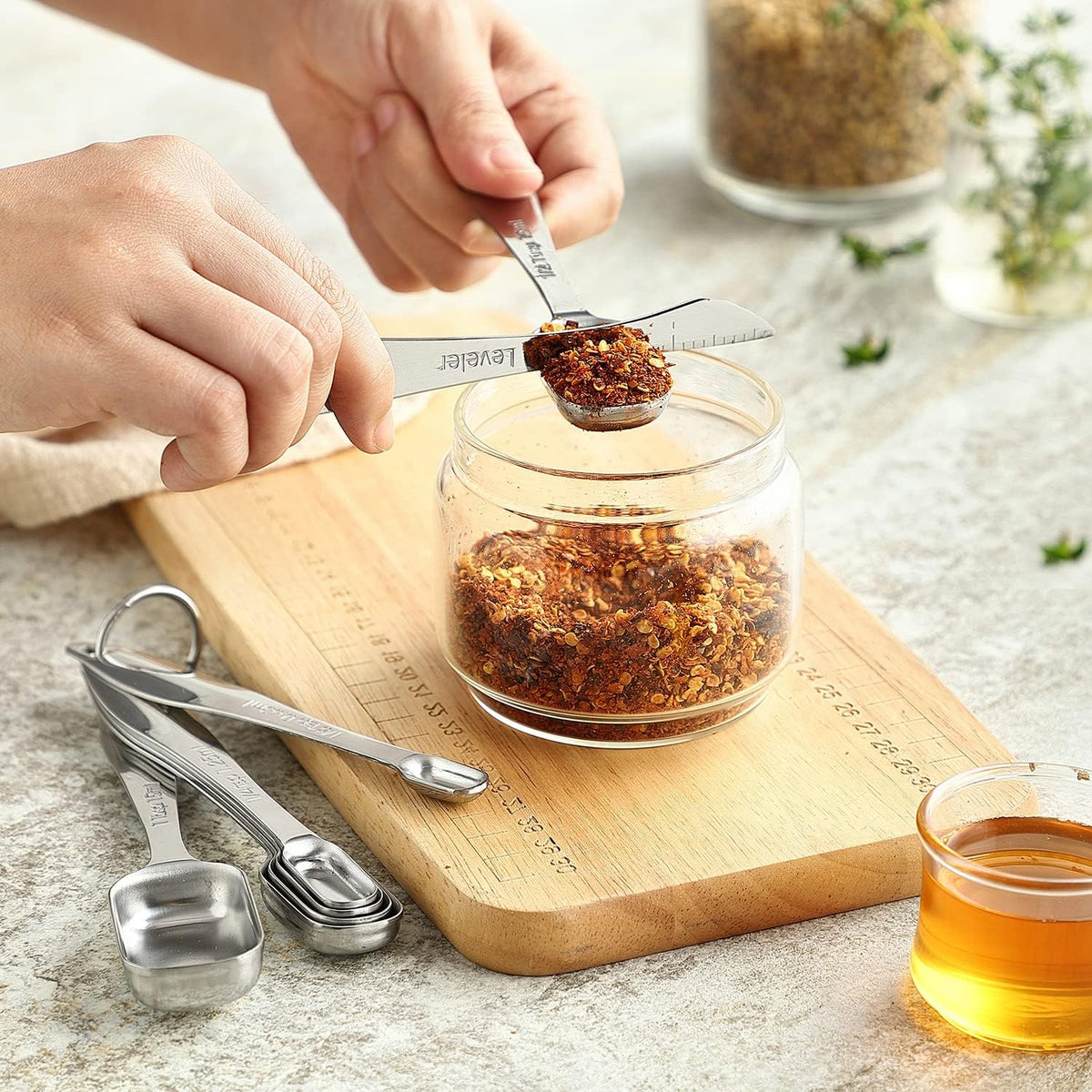 Spring Chef Stainless Steel Measuring Cups & Spoons Set of 20 with Leveler, Nesting 7 Metal Measuring Cups & 13 Spoons for Dry & Liquid Ingredients, Dishwasher Safe Kitchen Tools for Cooking & Baking