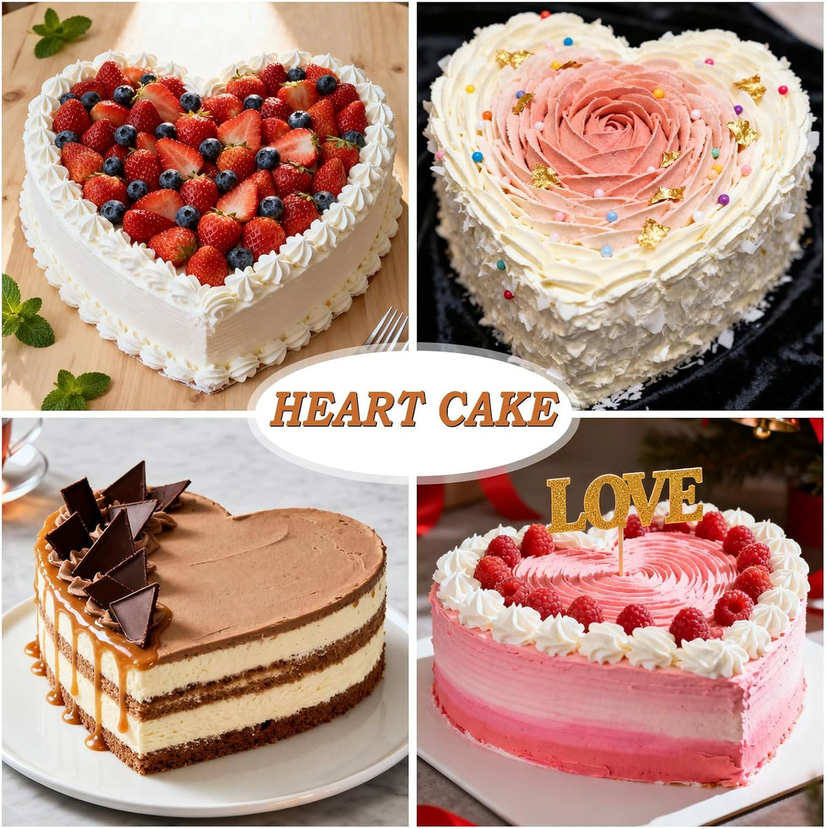 FUNBAKY Metal Reinforced Frame Silicone Heart Shaped Cake Pans - 10 Inch, Nonstick Molds for Cake Pan, Reusable and Easy to Release, Food Grade Silicone for Oven, Dishwasher, Freezer (2 Pack)