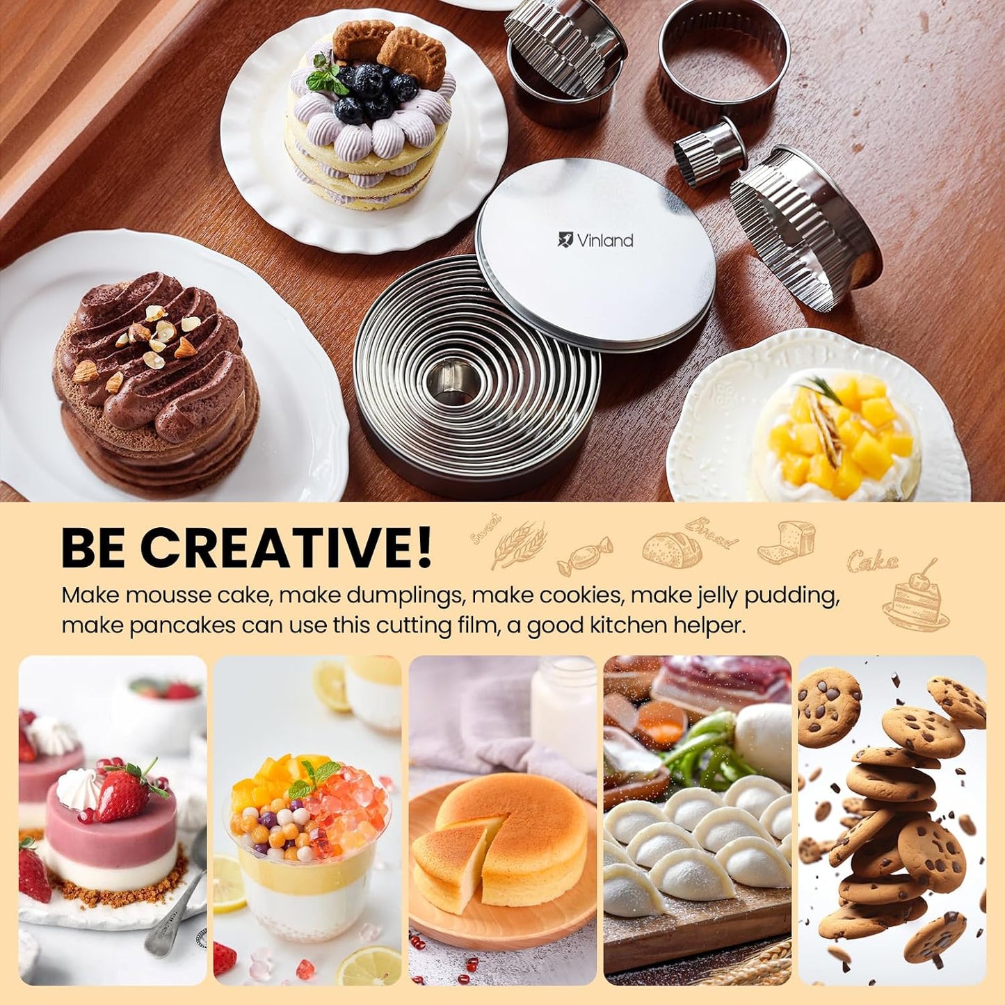 12 Pcs 304 Stainless Steel Biscuit Cutter Set - Round Cookie Cutters for Baking (1/2/3/4/5'') with Storage Box, Dough Pastry Cake Circle Cutting Ring Molds, Non-Rust, Dishwasher Safe &amp; 1.5‘’ High