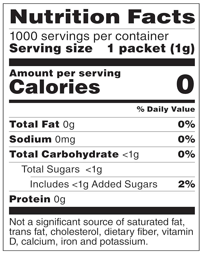 Amazon Brand - Happy Belly Zero Calorie Yellow Sucralose Sweetener Powder Packet, 1000 count (Previously Sugarly Sweet), 2.2 pound (Pack of 1)