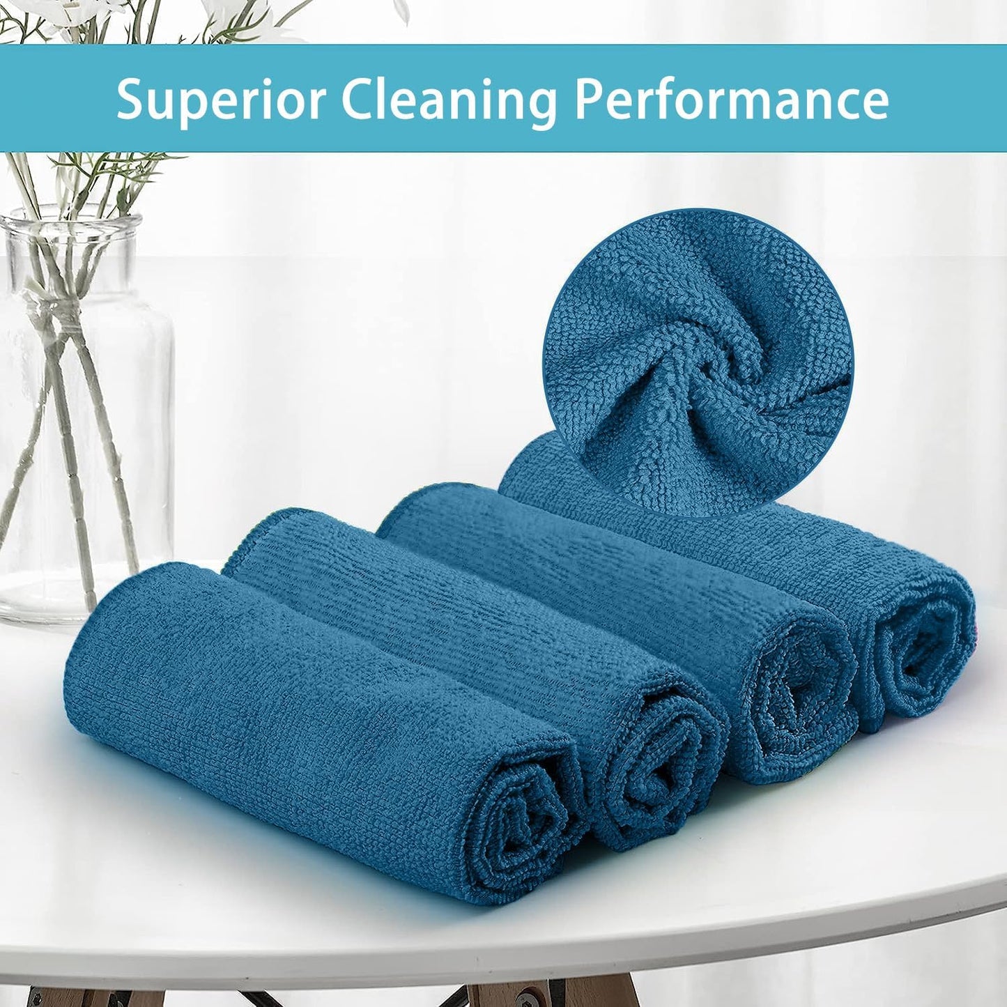 HOMEXCEL 50PK Microfiber Cleaning Cloth, Cleaning Rag for Home, 11.5x11.5in