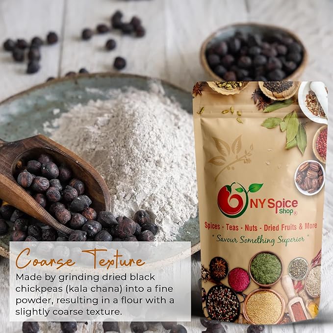 NY Spice Shop Black Chickpeas Flour - 1 Pound Finely Ground Kala Chana Besan for Cooking and Baking