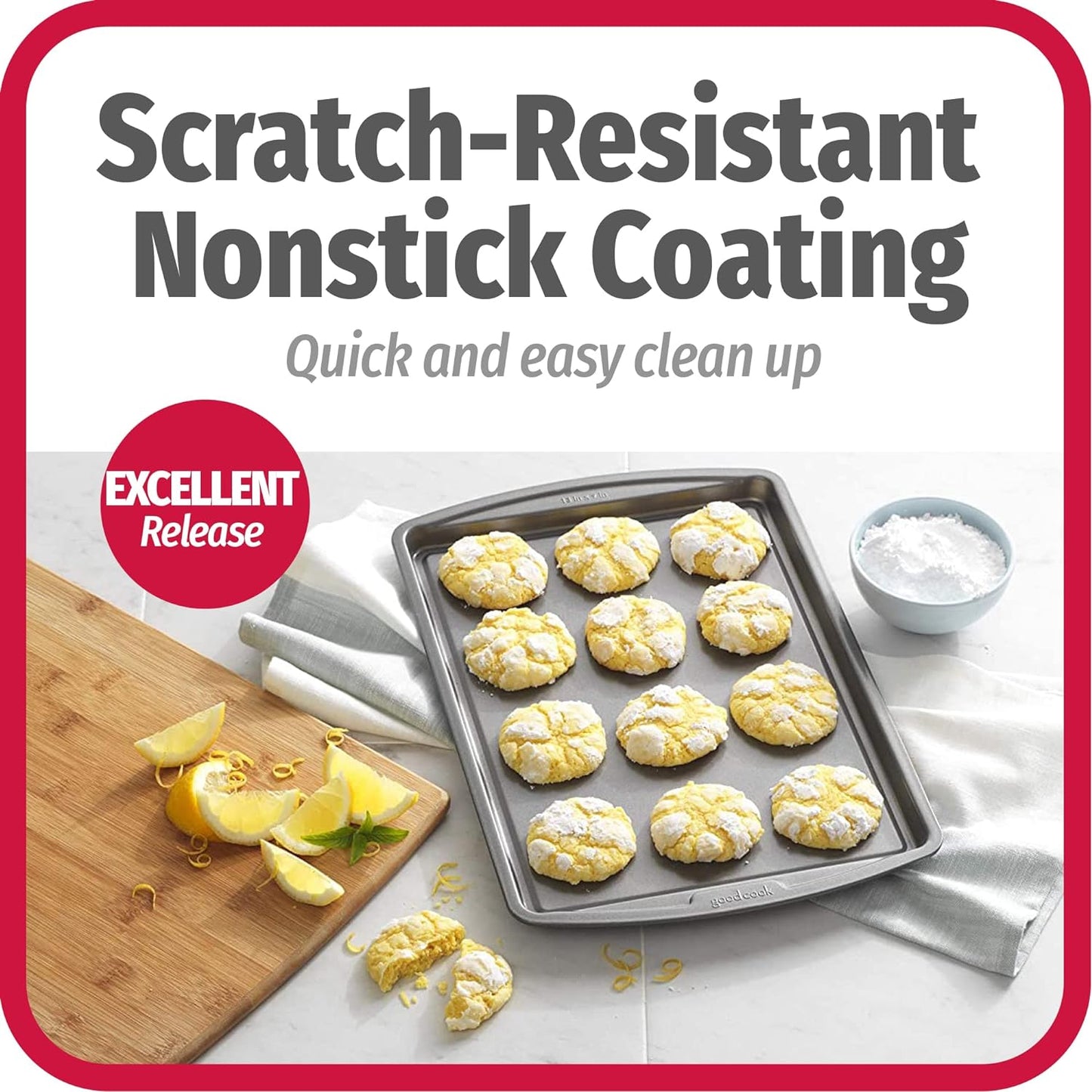 GoodCook Everyday Nonstick Carbon Steel 13” x 9” Baking Sheet Set, 3 Pack – Standard-Sized Carbon Steel Cooking Pans, Bakeware Set, Cookie Sheets for Baking, Oven Pan Set