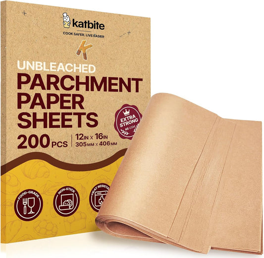 Katbite 200Pcs 12x16 In Unbleached Parchment Paper for Baking