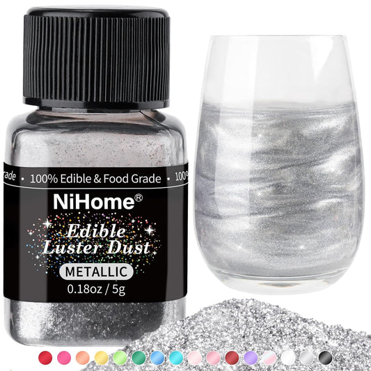 NiHome Edible Food-Grade Glimmer Powder Glitter Luster Dust Food Decorating Sprinkle Dust for Drink Wine Beverage Cake Candy