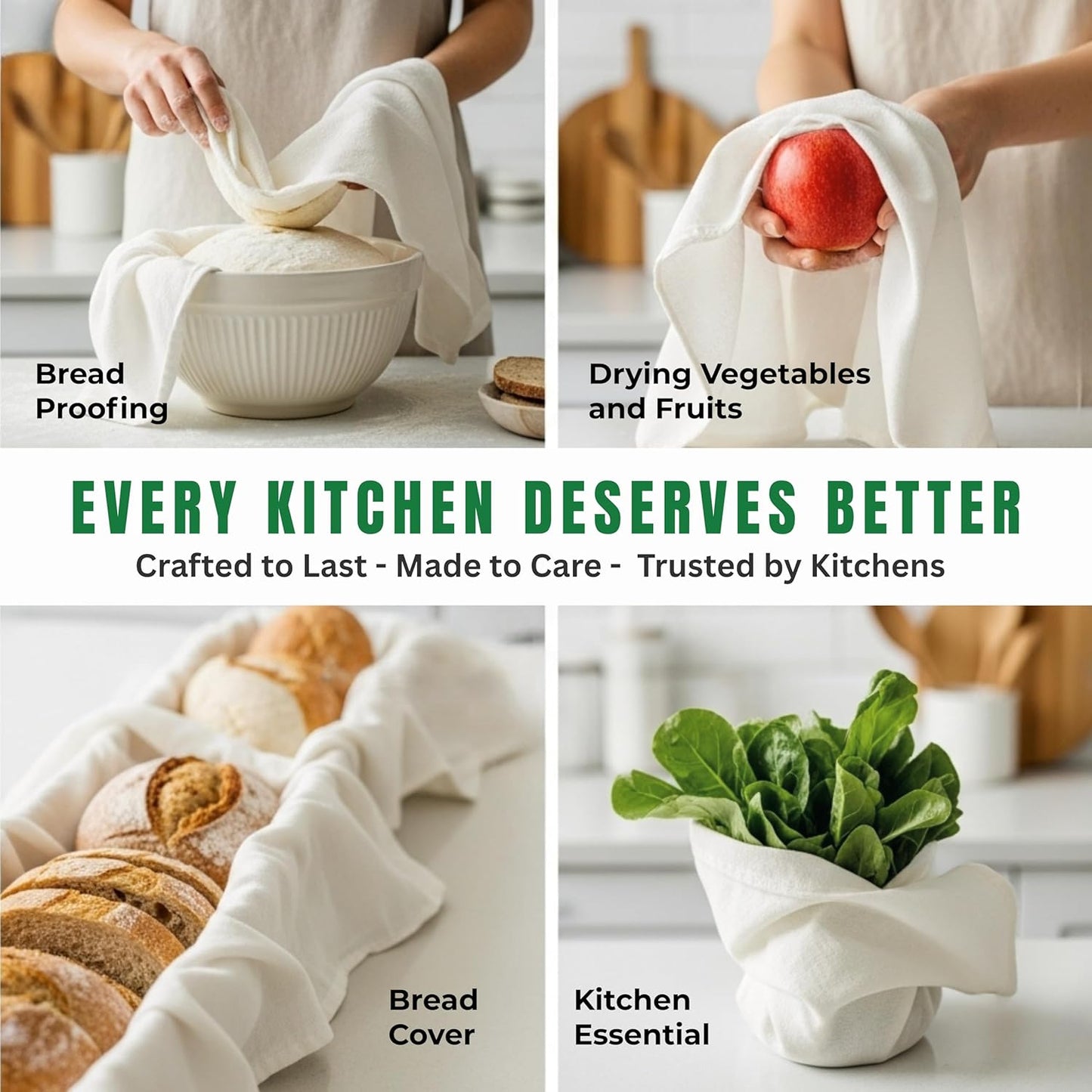 Flour Sack Towels | Tea Towel for Crafts| Cotton Blank Towel for Embroidery| Kitchen Dish, Baking Bread Proofing Linen Cover| Thick Absorbent Quick Dry| 7 Pack 15"x 25" Natural