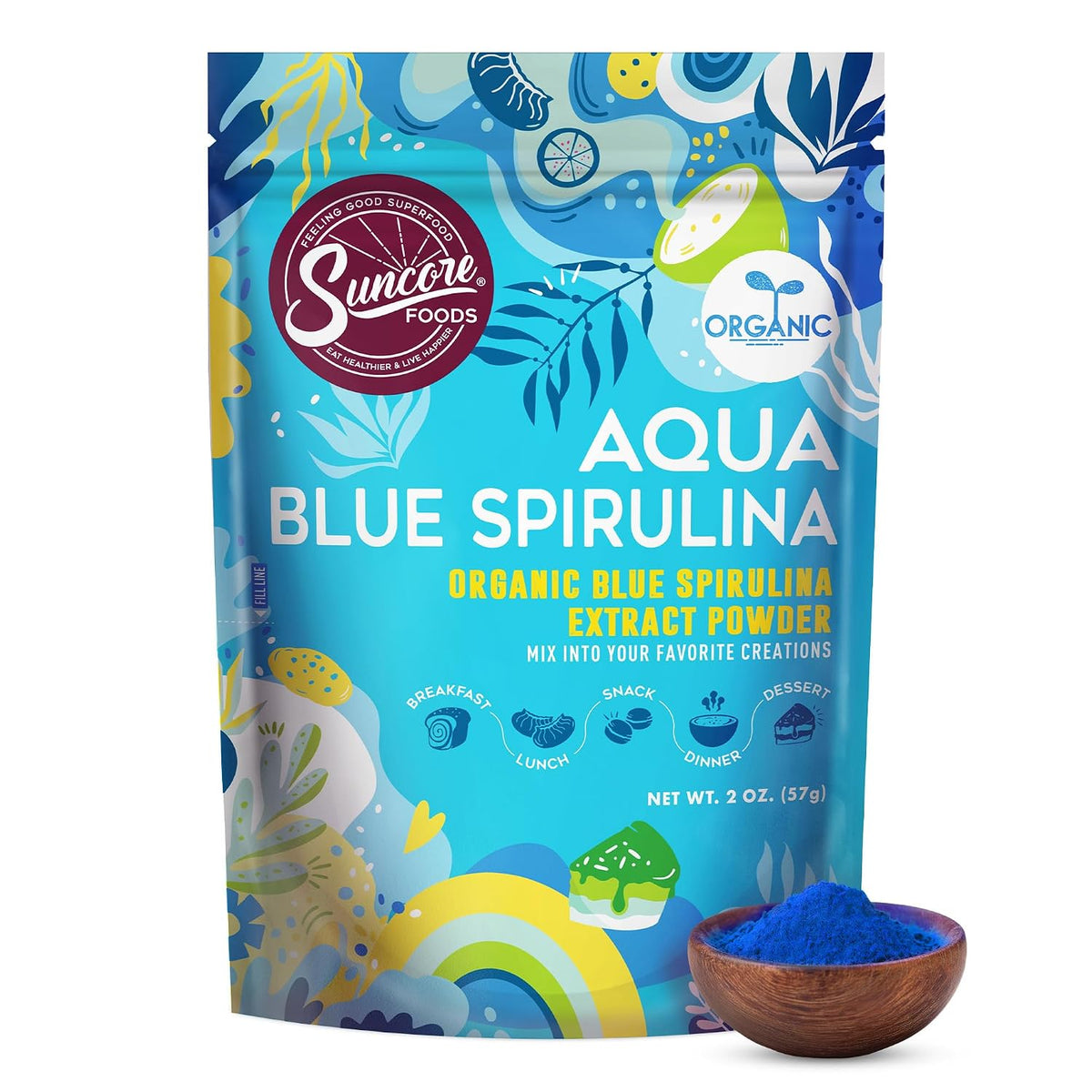 Suncore Foods Organic Blue Spirulina Powder 2 oz