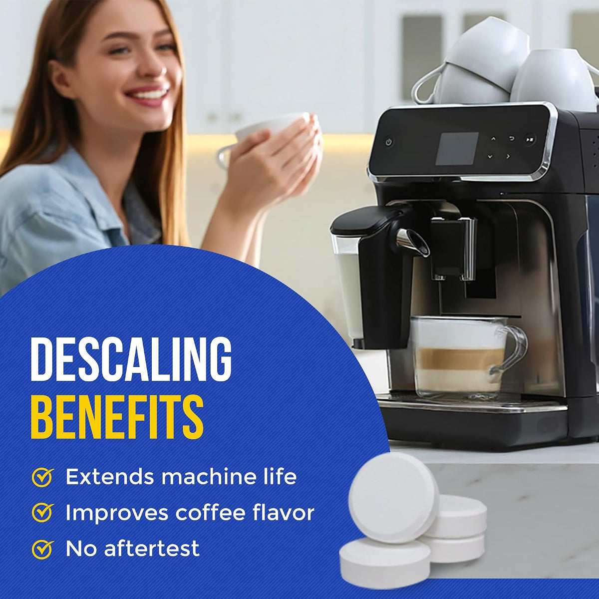 Bastion Coffee Machine Cleaner &amp; Descaler Tablets - 24 Count | Deep Clean &amp; Descale for Keurig, Nespresso, Ninja, Braun, Cuisinart &amp; More | Extend Machine Life &amp; Enhance Coffee Flavor