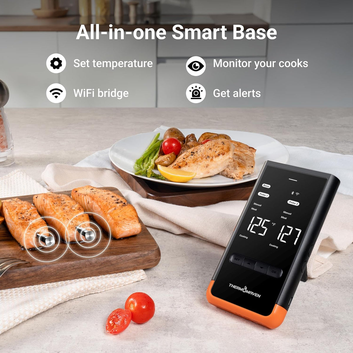 ThermoMaven Sub-1G Wireless Meat Thermometer, 2 Probes WiFi Thermometer