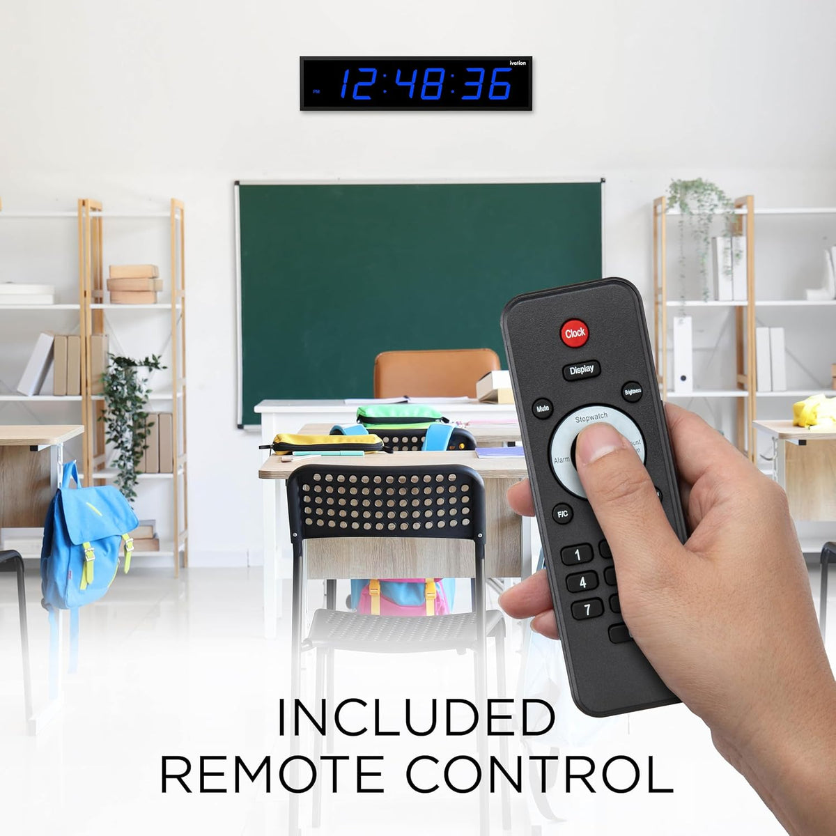 Ivation Oversized Digital Wall Clock with Large LED Display &amp; Timer, 36"