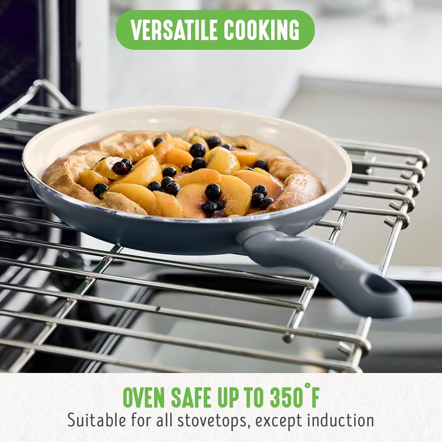 GreenLife 16 Piece Ceramic Nonstick Pots & Pans Cookware Set, Gray | PFAS-Free Nonstick Coating, Stockpot, Frying Pans