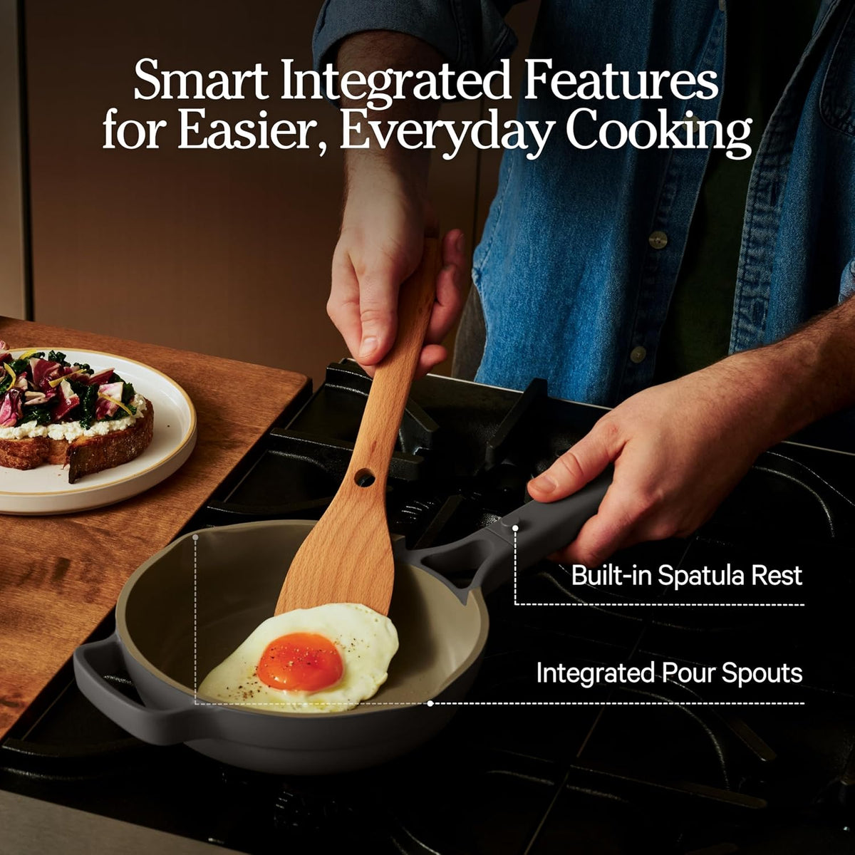 Our Place Mini Always Pan 2.0-8.5” (1.2 Qt) Nonstick, Toxin-Free Ceramic Cookware | Patented 10-in-1 Aluminum Frying & Sauté Pan | Safe for Oven, Induction & All Cooktops up to 450°F | Blue Salt